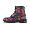 Patchwork Tartan And Bandana Print Pattern Leather Boots-grizzshop