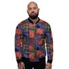 Patchwork Tartan And Bandana Print Pattern Men's Bomber Jacket-grizzshop