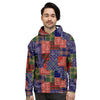 Patchwork Tartan And Bandana Print Pattern Men's Hoodie-grizzshop