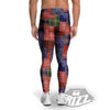 Patchwork Tartan And Bandana Print Pattern Men's Leggings-grizzshop