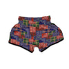 Patchwork Tartan And Bandana Print Pattern Muay Thai Boxing Shorts-grizzshop