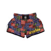 Patchwork Tartan And Bandana Print Pattern Muay Thai Boxing Shorts-grizzshop