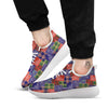 Patchwork Tartan And Bandana Print Pattern White Athletic Shoes-grizzshop