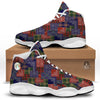 Patchwork Tartan And Bandana Print Pattern White Basketball Shoes-grizzshop