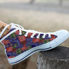 Patchwork Tartan And Bandana Print Pattern White High Top Shoes-grizzshop