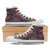 Patchwork Tartan And Bandana Print Pattern White High Top Shoes-grizzshop