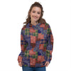 Patchwork Tartan And Bandana Print Pattern Women's Hoodie-grizzshop