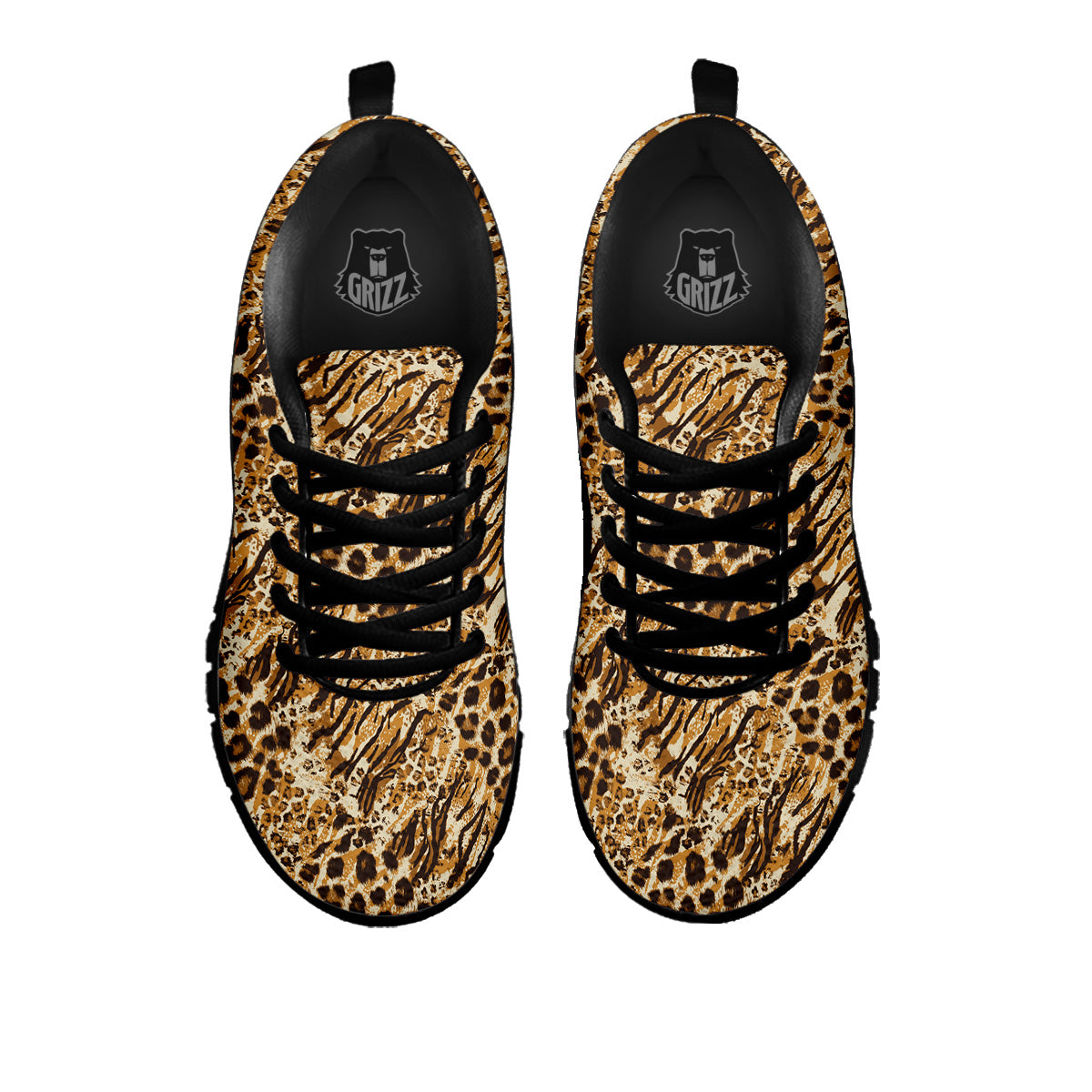 Patchwork Tiger Skin Print Pattern Black Sneaker-grizzshop