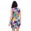 Patchwork Tropical Bird Print Bodycon Dress-grizzshop