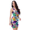 Patchwork Tropical Bird Print Bodycon Dress-grizzshop