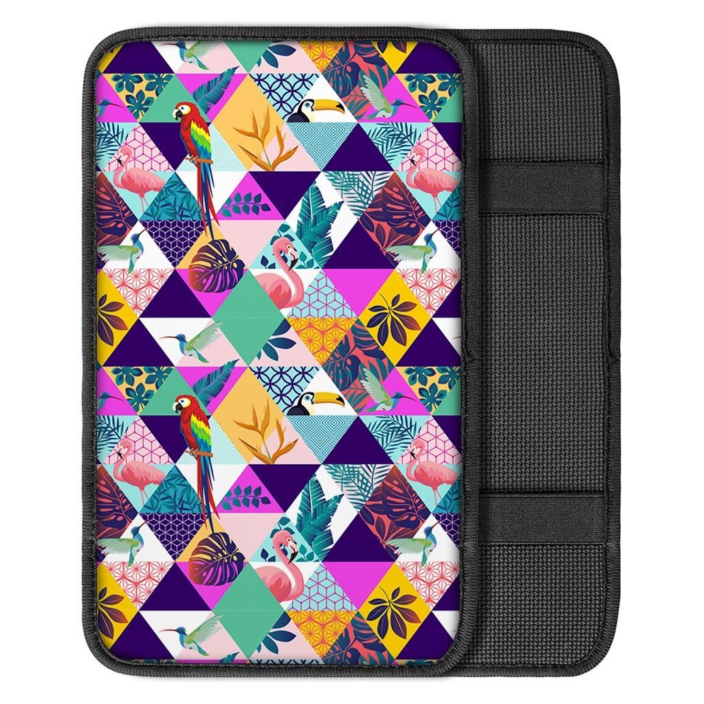 Patchwork Tropical Bird Print Car Console Cover-grizzshop