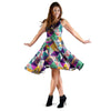 Patchwork Tropical Bird Print Dress-grizzshop