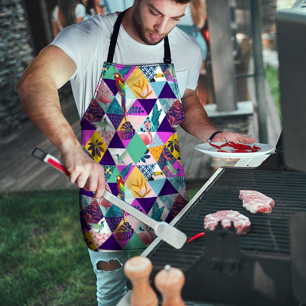 Patchwork Tropical Bird Print Men's Apron-grizzshop