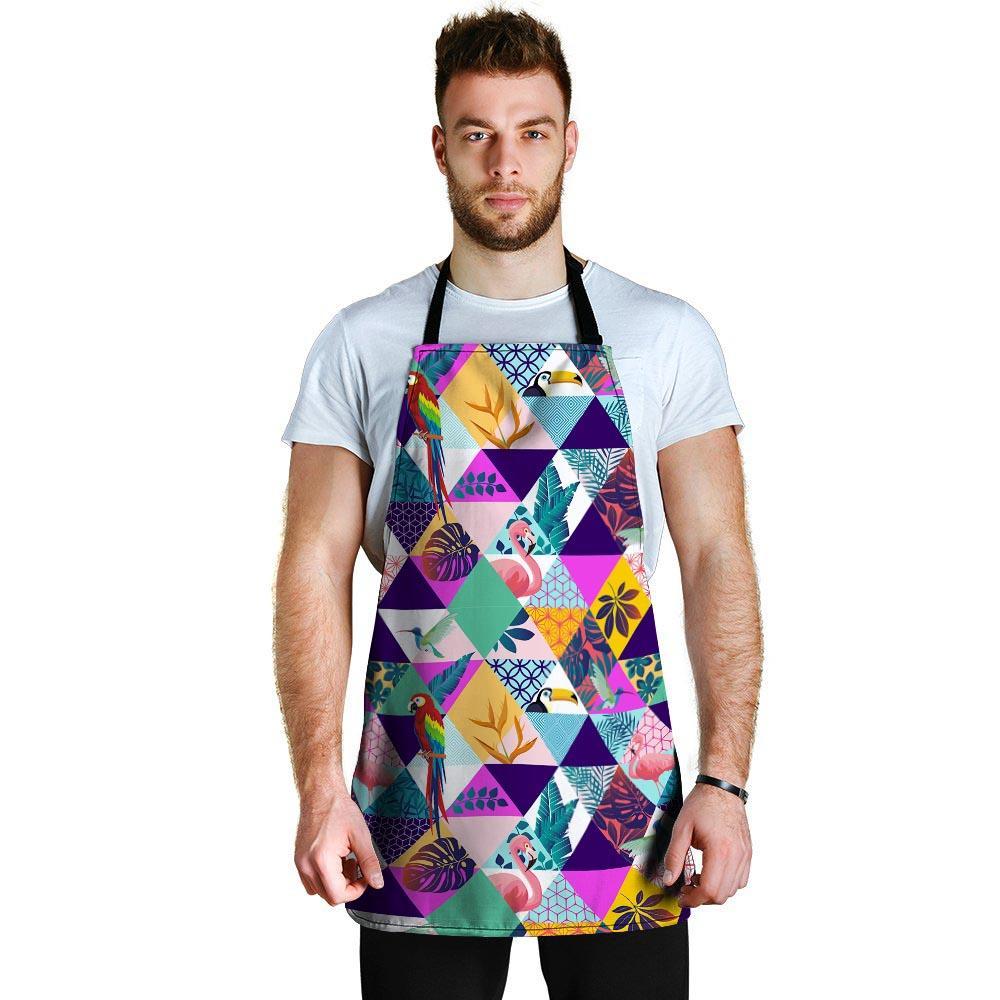 Patchwork Tropical Bird Print Men's Apron-grizzshop