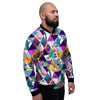 Patchwork Tropical Bird Print Men's Bomber Jacket-grizzshop