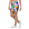 Patchwork Tropical Bird Print Mini Skirt-grizzshop