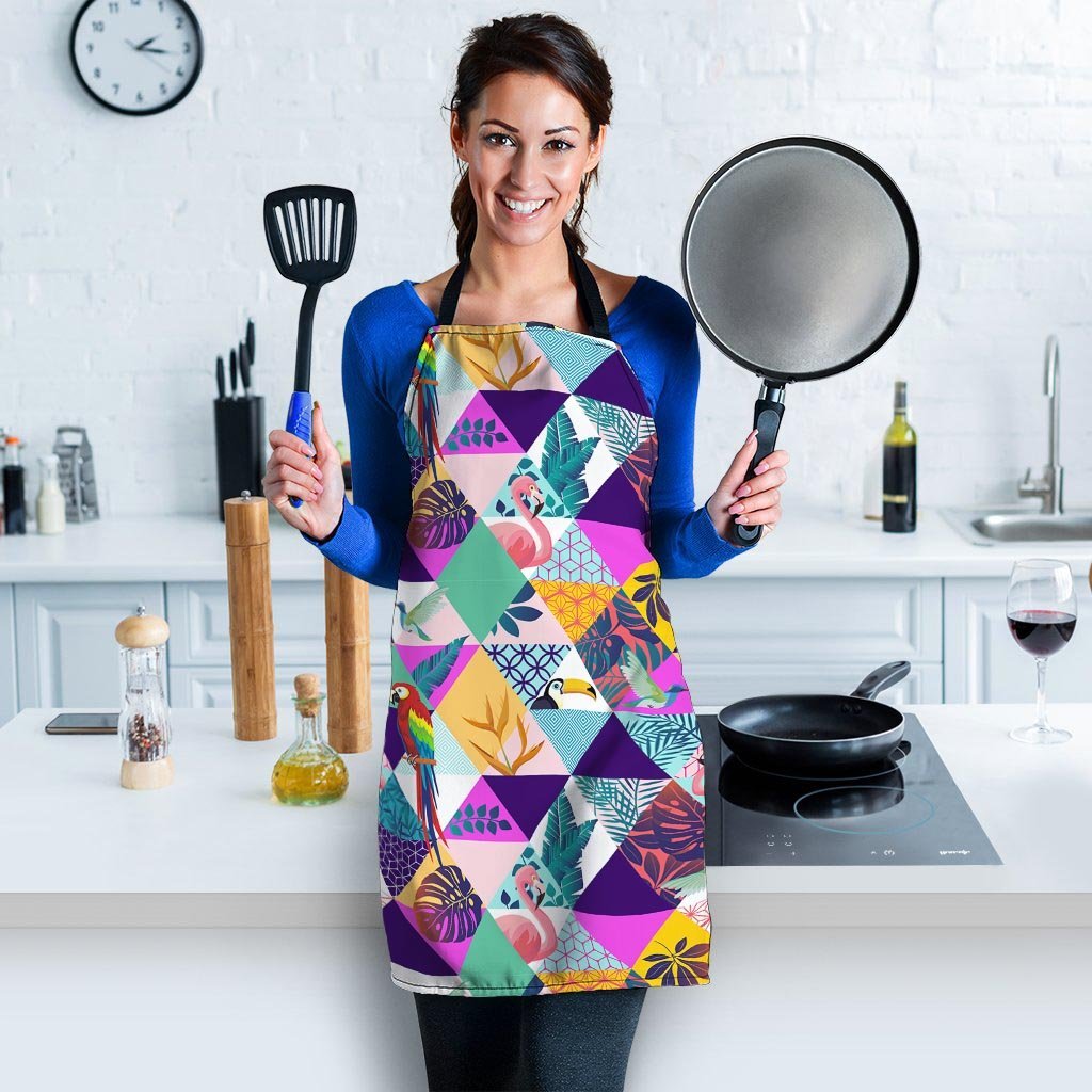 Patchwork Tropical Bird Print Women's Apron-grizzshop