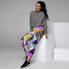 Patchwork Tropical Bird Print Women's Joggers-grizzshop