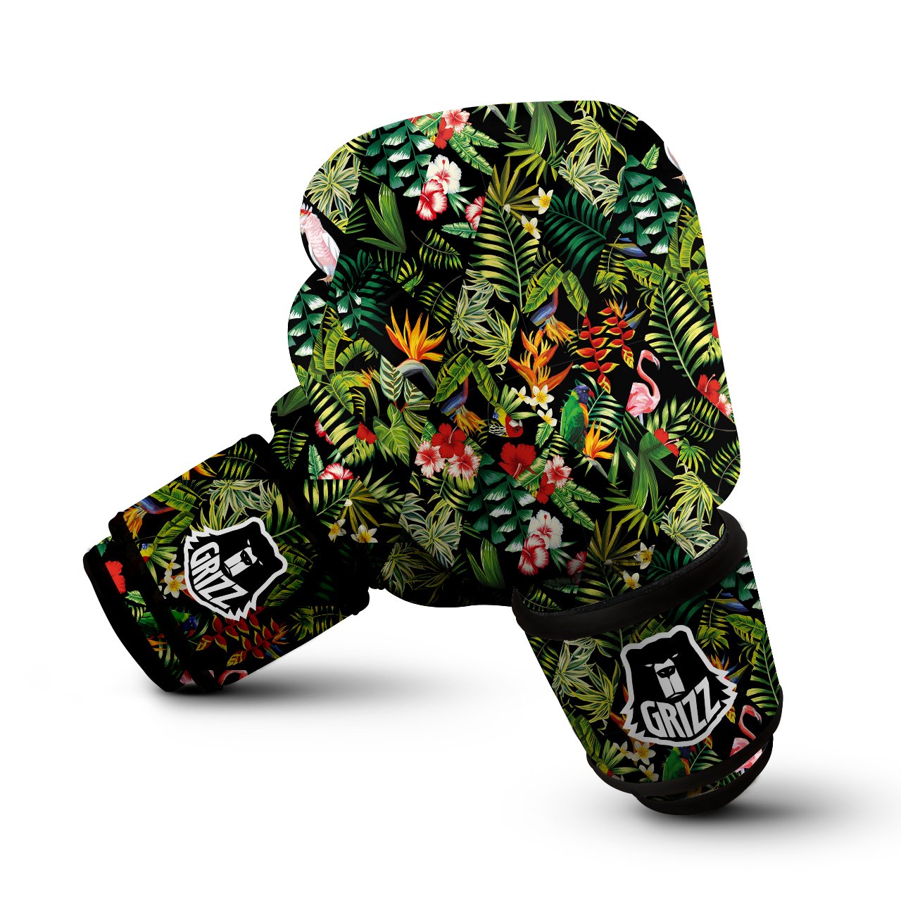 Patchwork Tropical Print Pattern Boxing Gloves-grizzshop