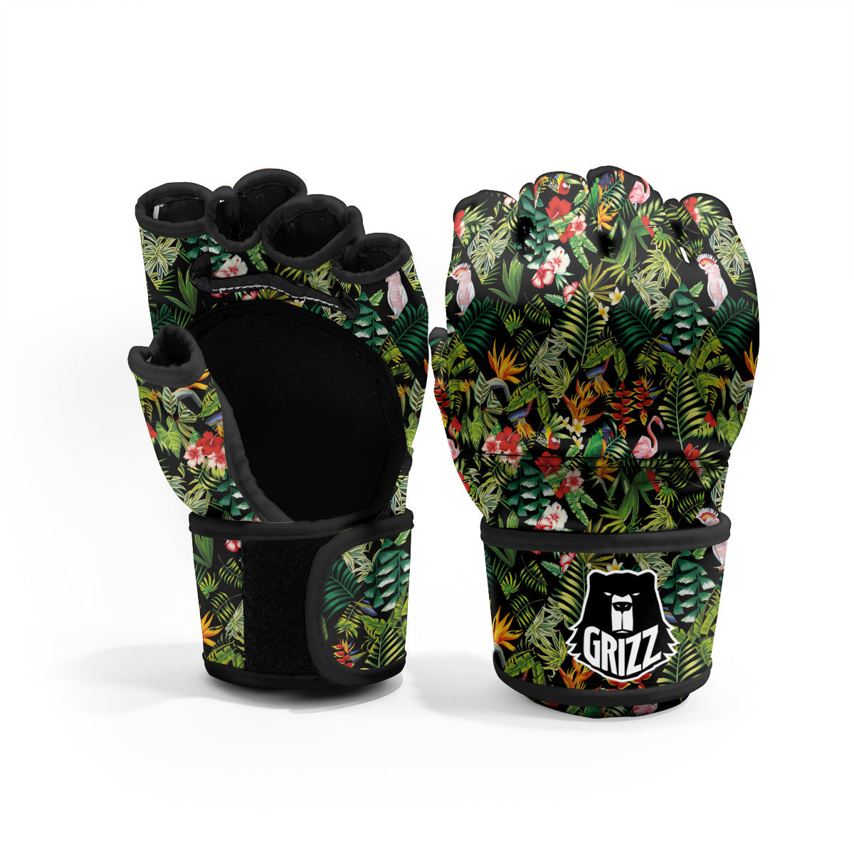 Patchwork Tropical Print Pattern MMA Gloves-grizzshop