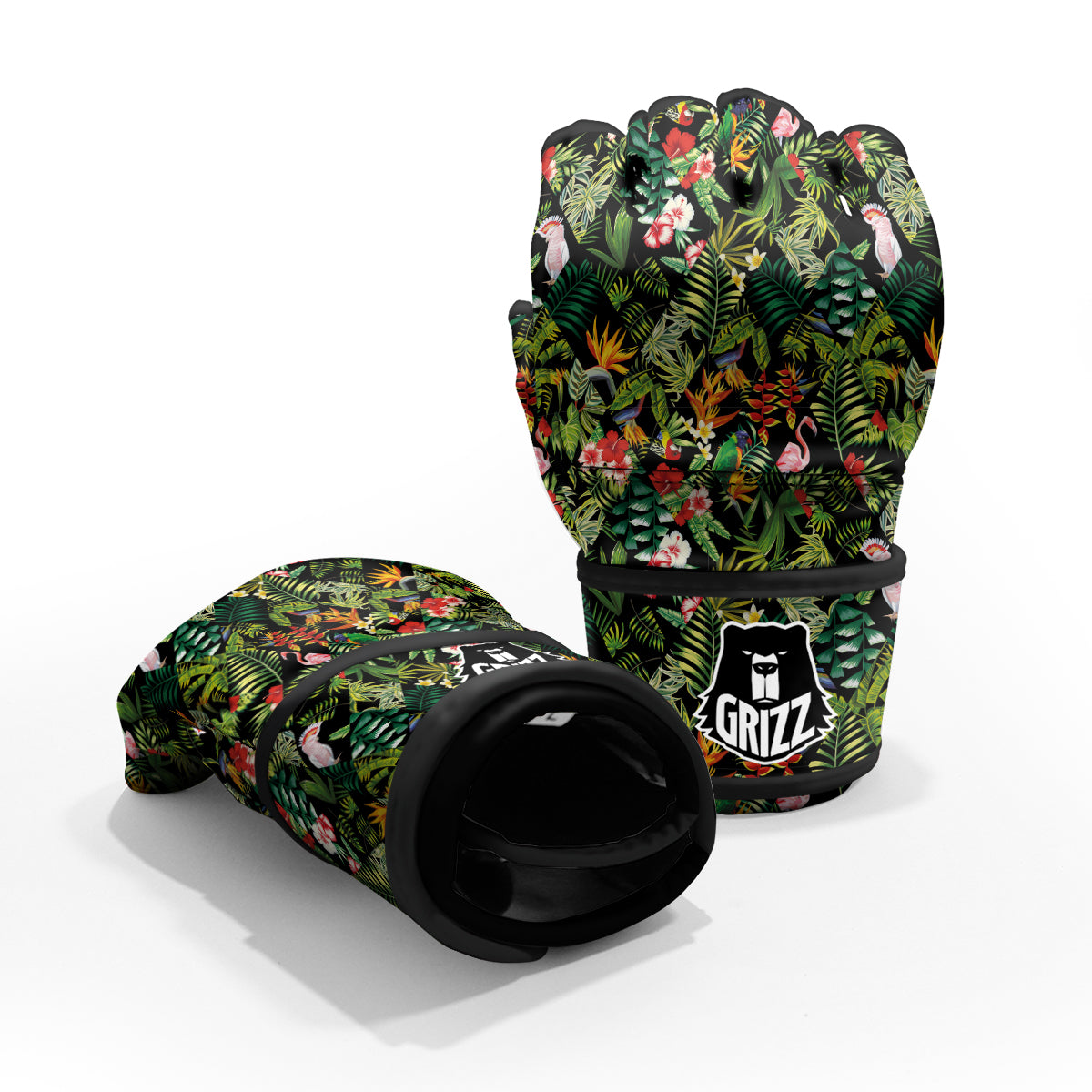 Patchwork Tropical Print Pattern MMA Gloves-grizzshop