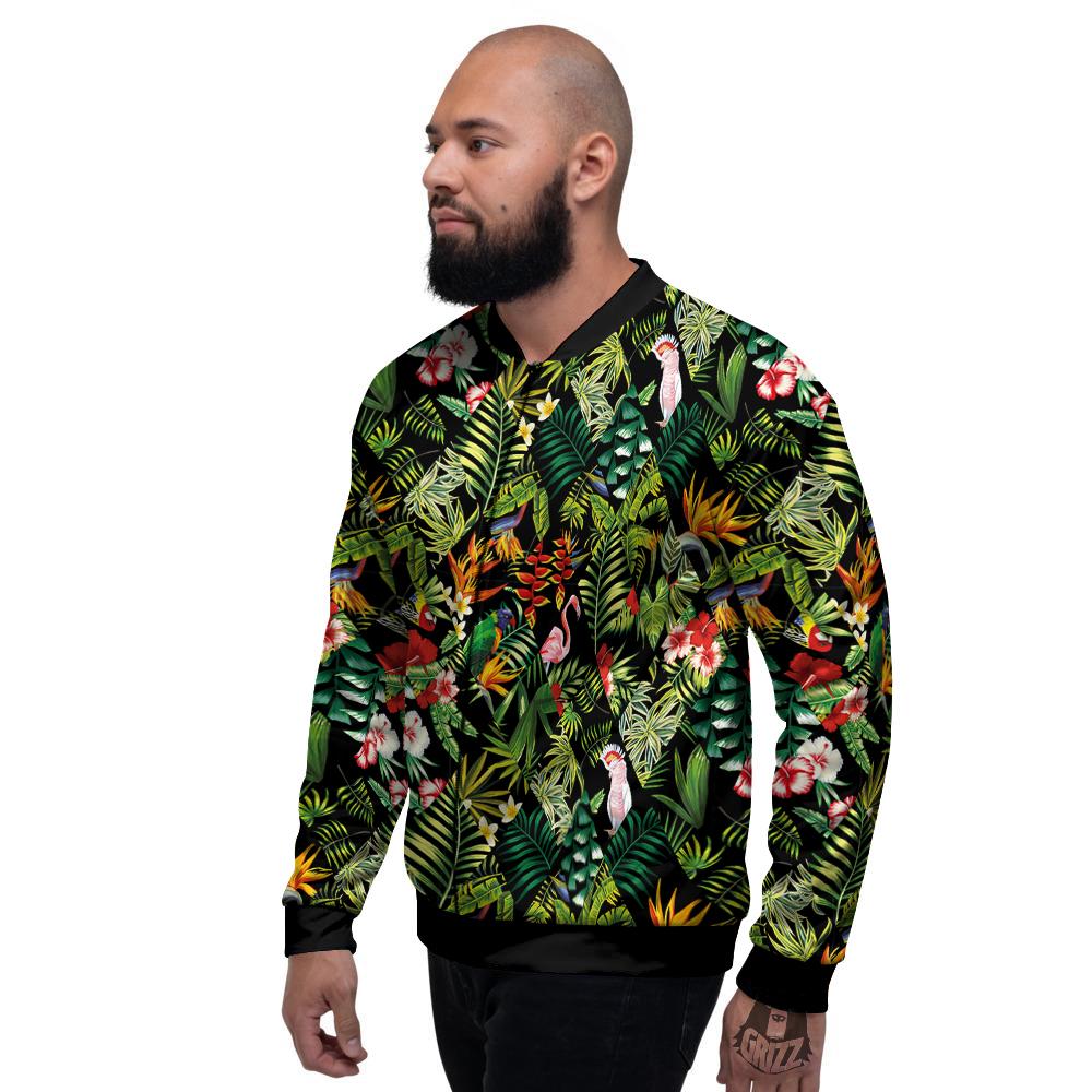 Patchwork Tropical Print Pattern Men's Bomber Jacket-grizzshop