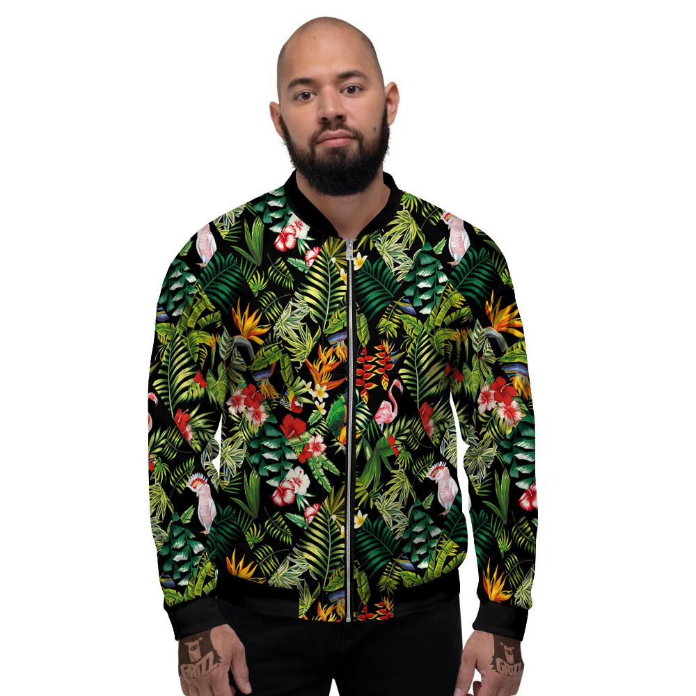 Patchwork Tropical Print Pattern Men's Bomber Jacket-grizzshop