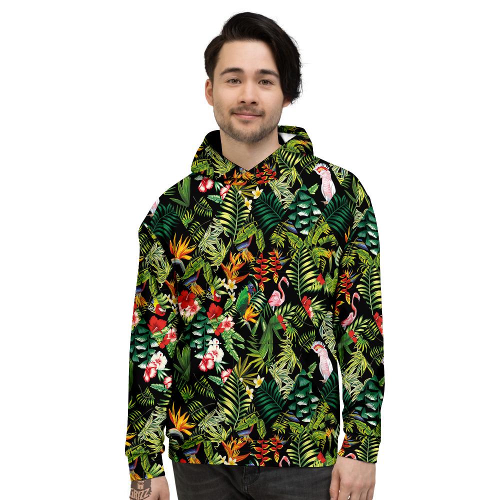 Patchwork Tropical Print Pattern Men's Hoodie-grizzshop