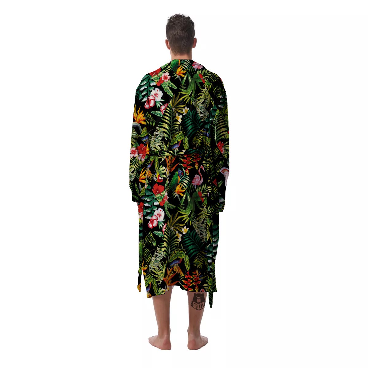 Patchwork Tropical Print Pattern Men's Robe-grizzshop