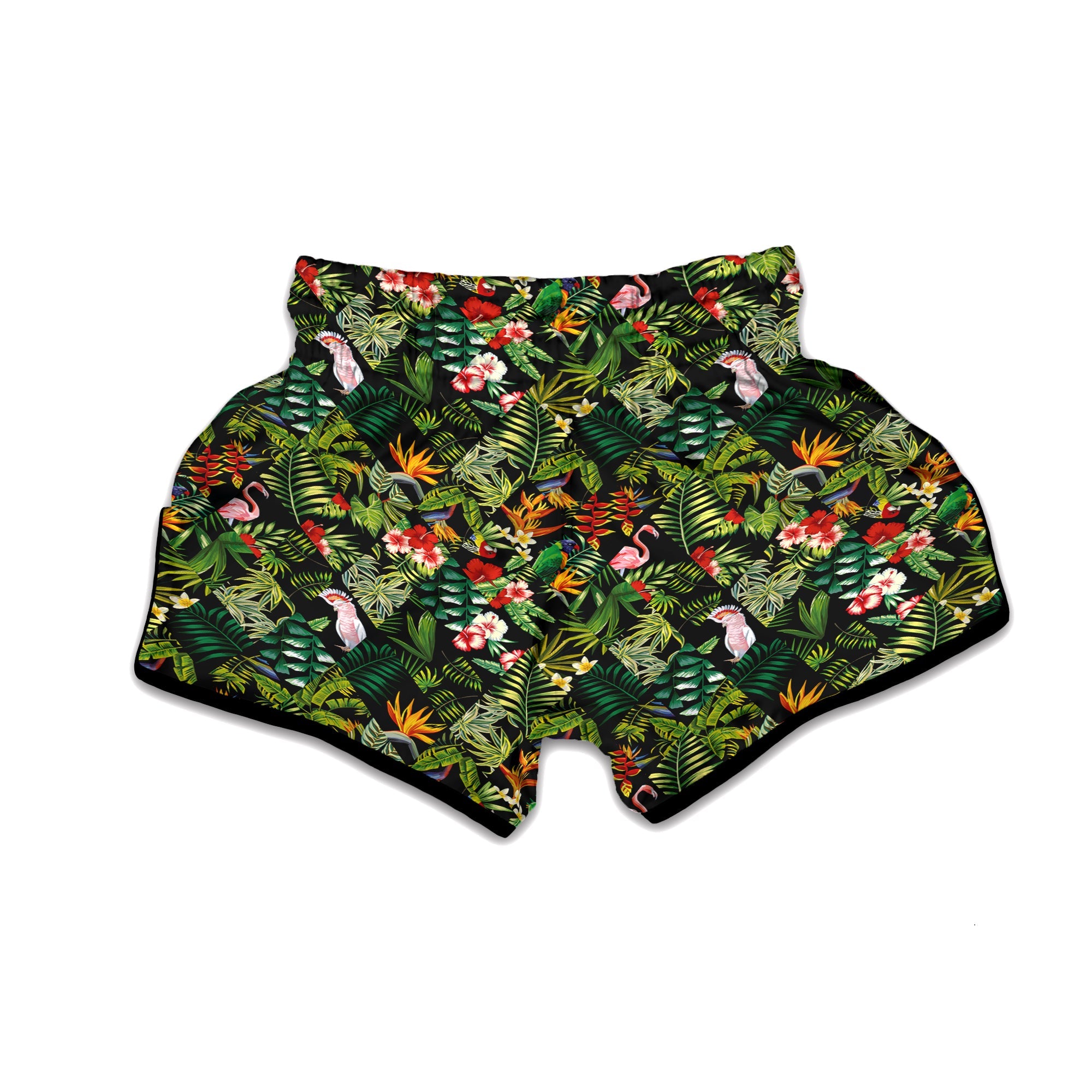 Patchwork Tropical Print Pattern Muay Thai Boxing Shorts-grizzshop