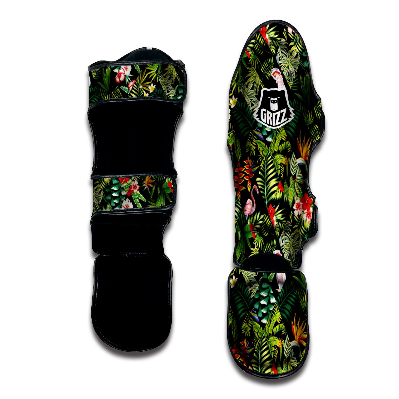 Patchwork Tropical Print Pattern Muay Thai Shin Guards-grizzshop