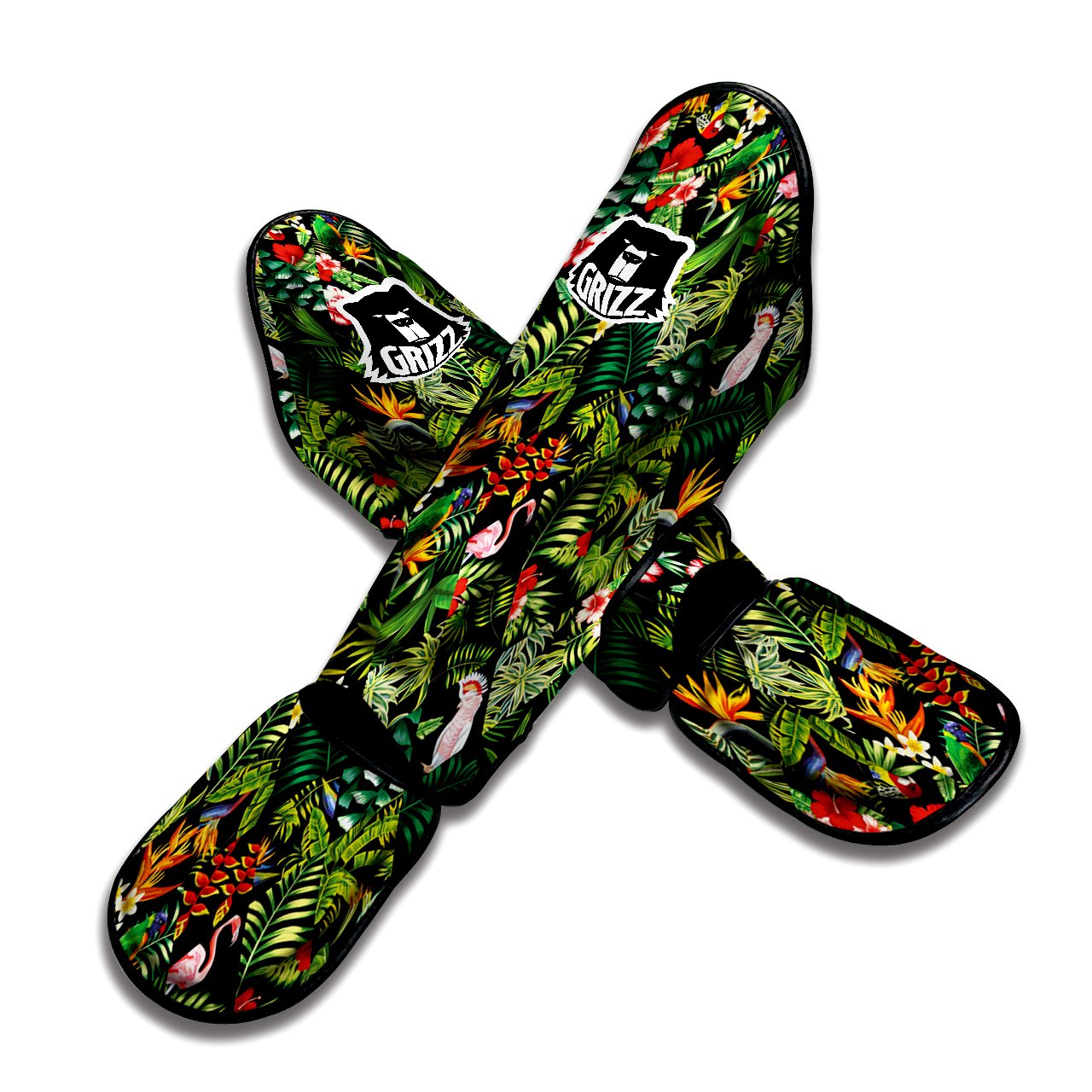 Patchwork Tropical Print Pattern Muay Thai Shin Guards-grizzshop