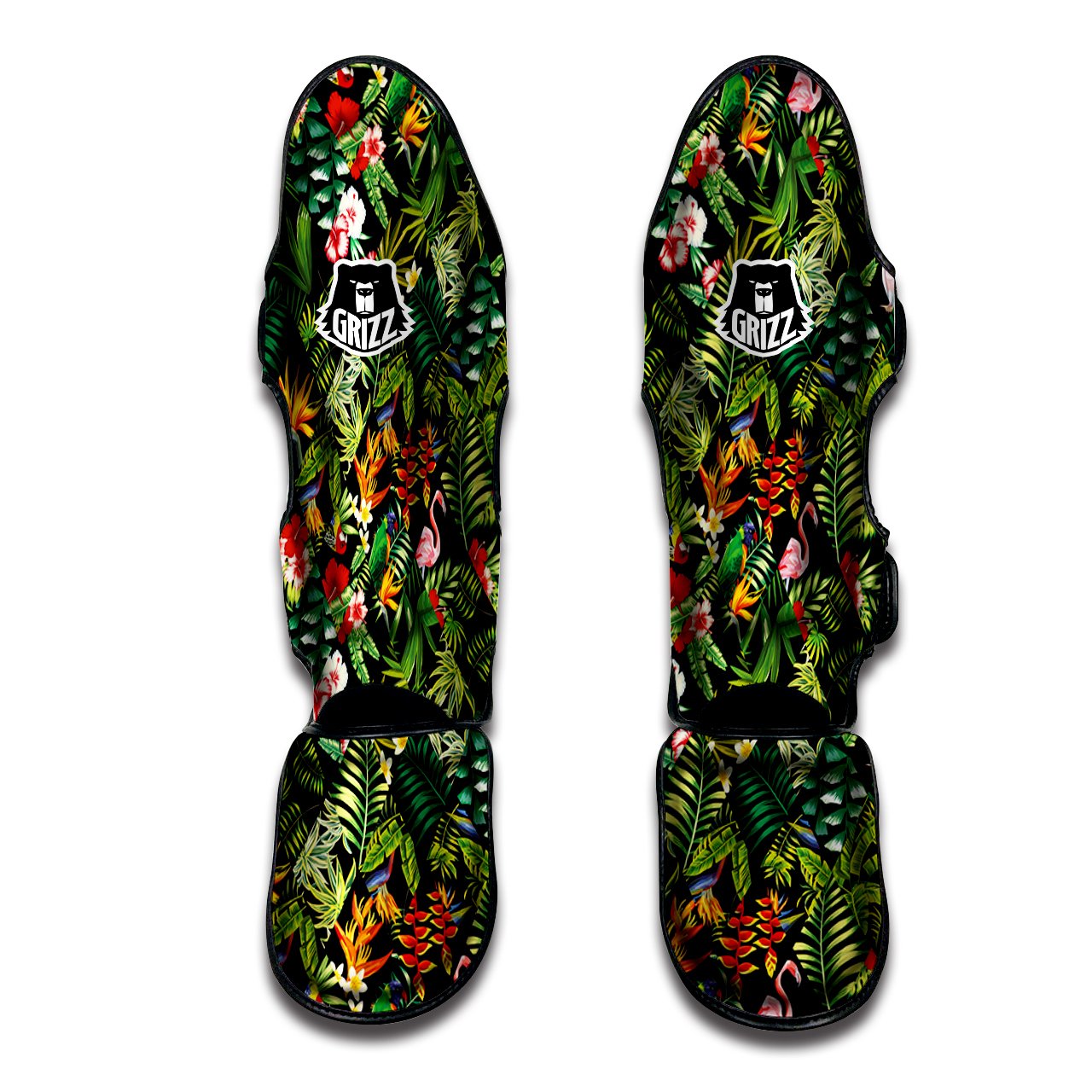 Patchwork Tropical Print Pattern Muay Thai Shin Guards-grizzshop