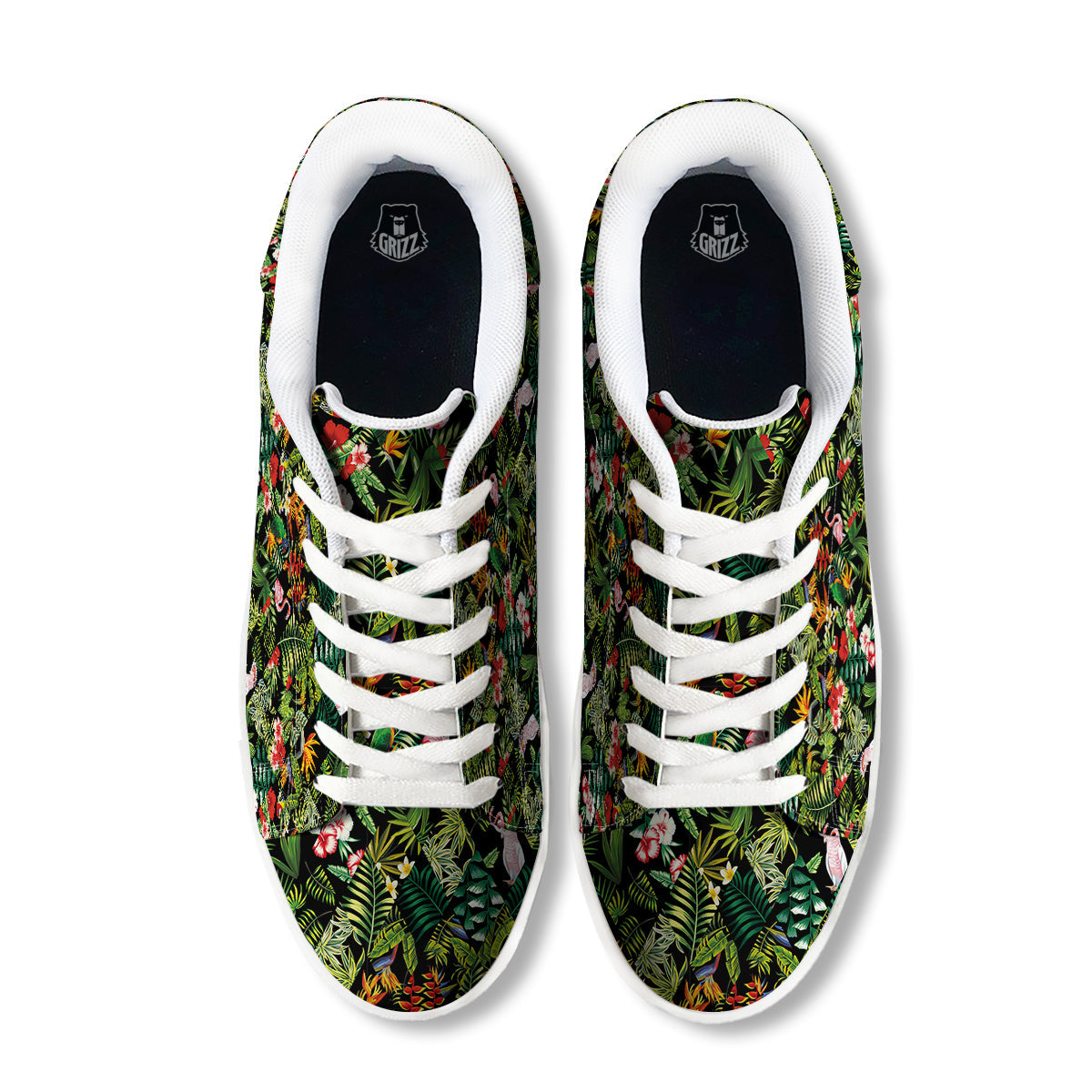 Patchwork Tropical Print Pattern White Low Top Sneakers-grizzshop