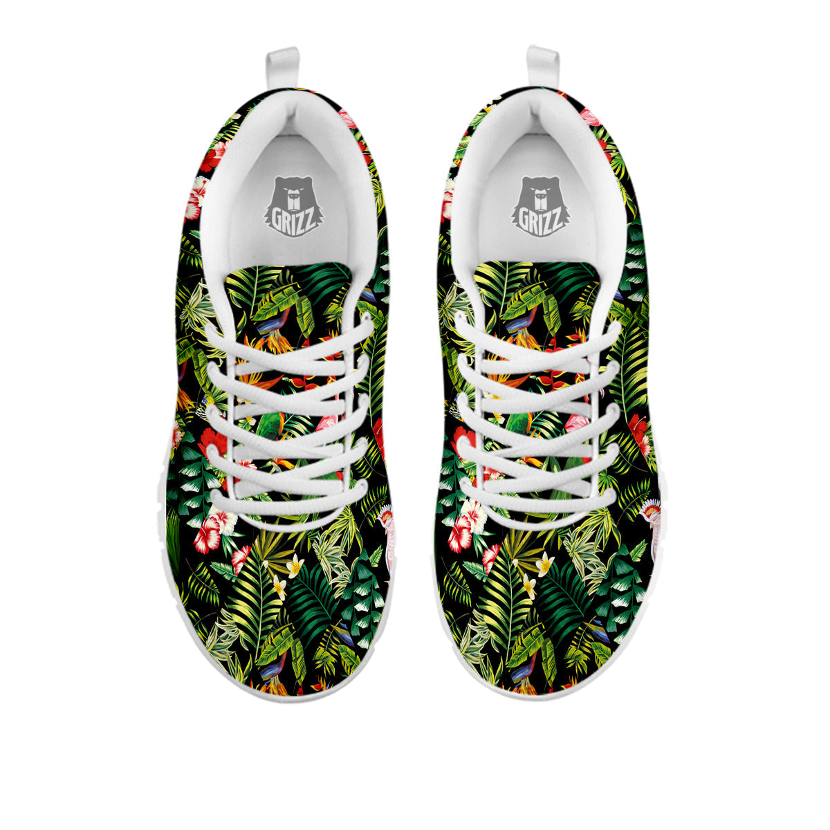 Patchwork Tropical Print Pattern White Sneaker-grizzshop
