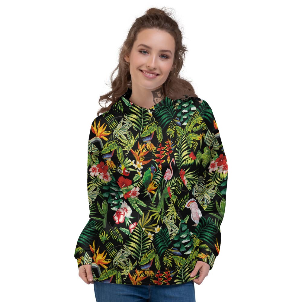 Patchwork Tropical Print Pattern Women's Hoodie-grizzshop