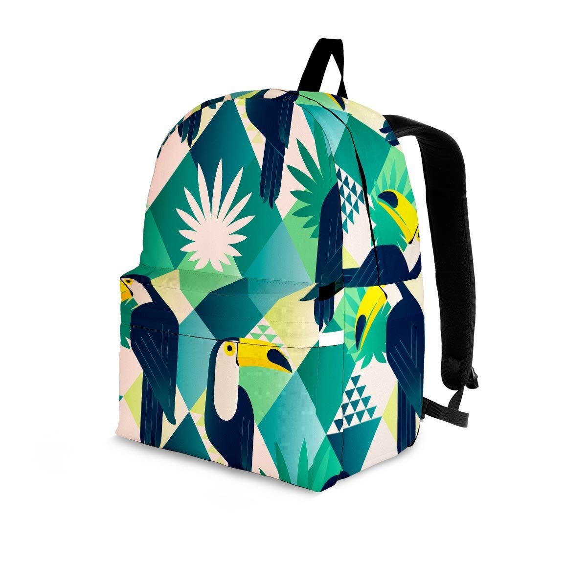 Patchwork Tropical Toucan Print Backpack-grizzshop