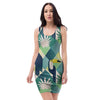 Patchwork Tropical Toucan Print Bodycon Dress-grizzshop