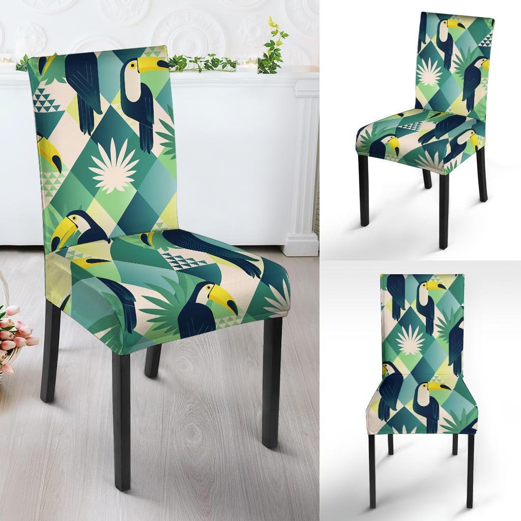 Patchwork Tropical Toucan Print Chair Cover-grizzshop