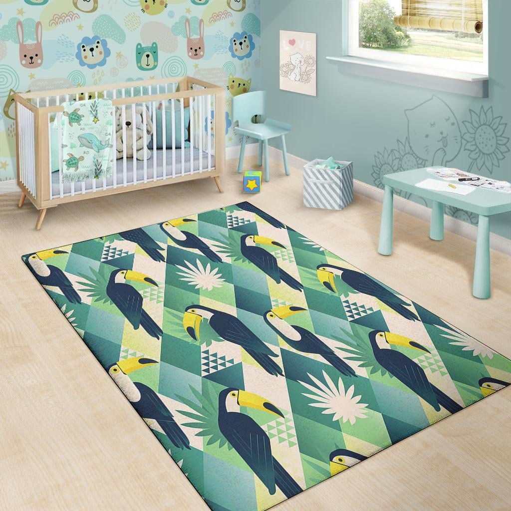 Patchwork Tropical Toucan Print Floor Mat-grizzshop