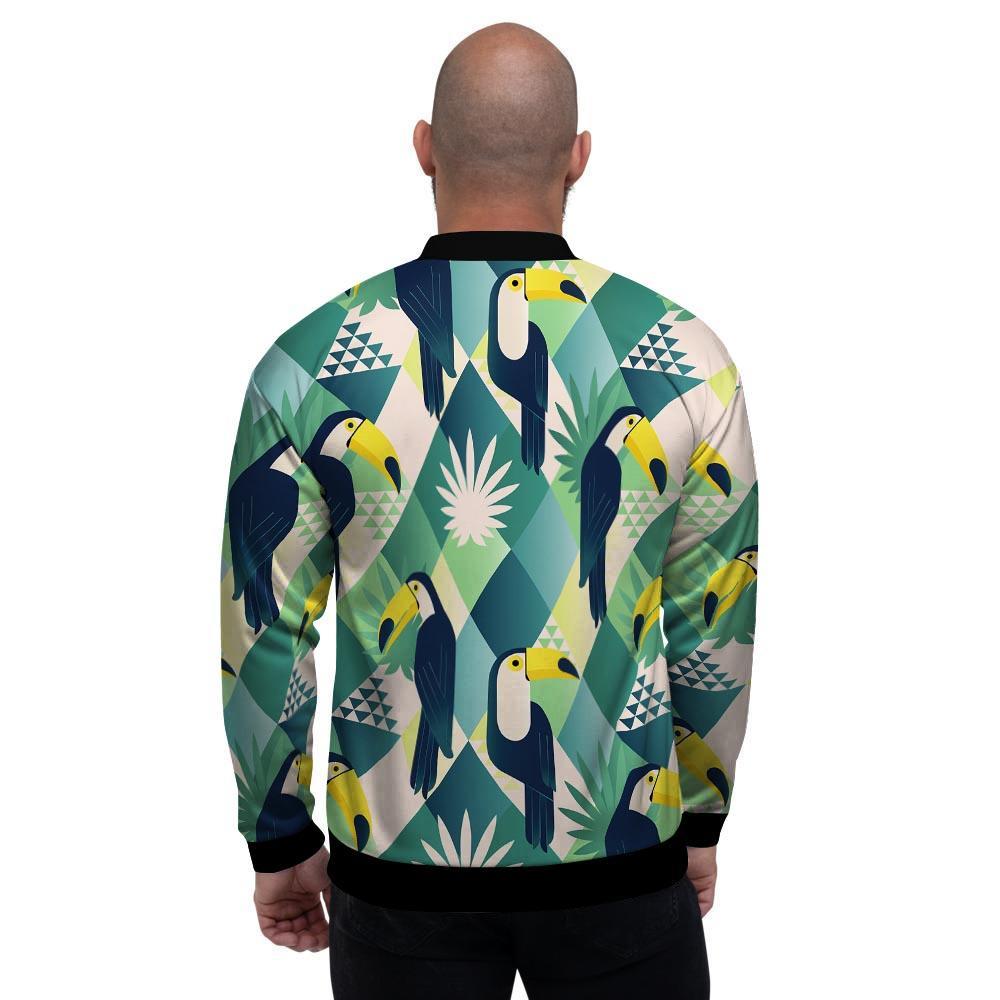 Patchwork Tropical Toucan Print Men's Bomber Jacket-grizzshop