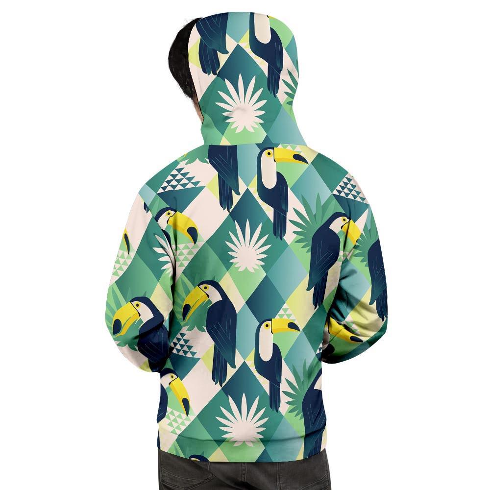 Patchwork Tropical Toucan Print Men's Hoodie-grizzshop