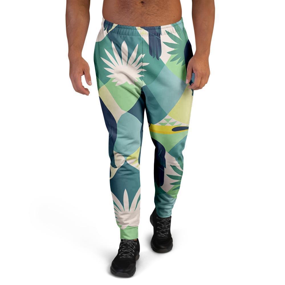 Patchwork Tropical Toucan Print Men's Joggers-grizzshop