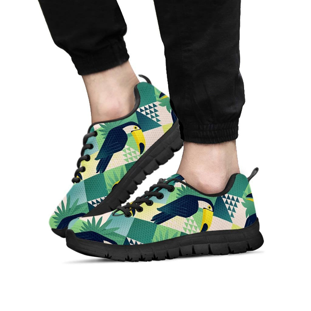 Patchwork Tropical Toucan Print Men's Sneakers-grizzshop