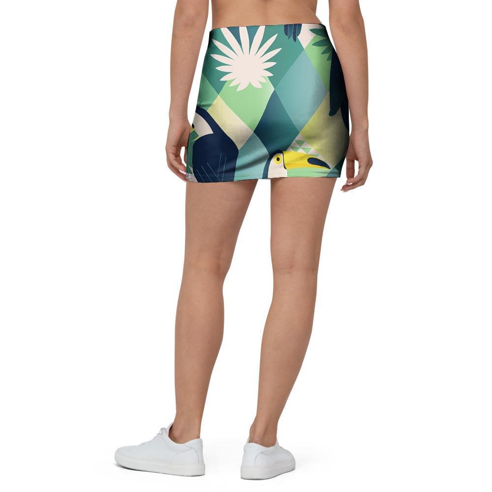 Patchwork Tropical Toucan Print Mini Skirt-grizzshop