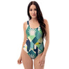 Patchwork Tropical Toucan Print One Piece Swimsuite-grizzshop