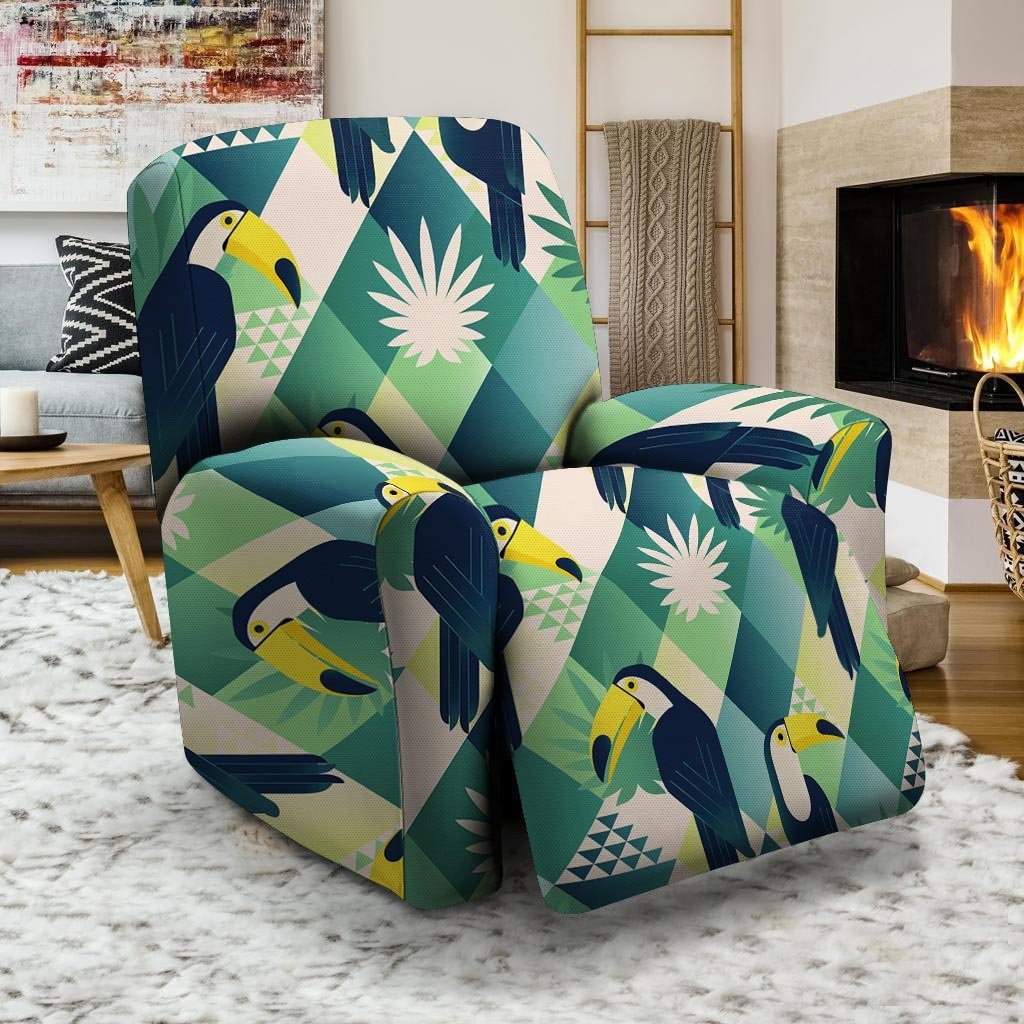 Patchwork Tropical Toucan Print Recliner Cover-grizzshop