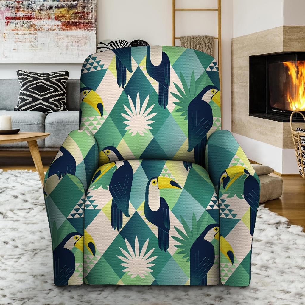 Patchwork Tropical Toucan Print Recliner Cover-grizzshop