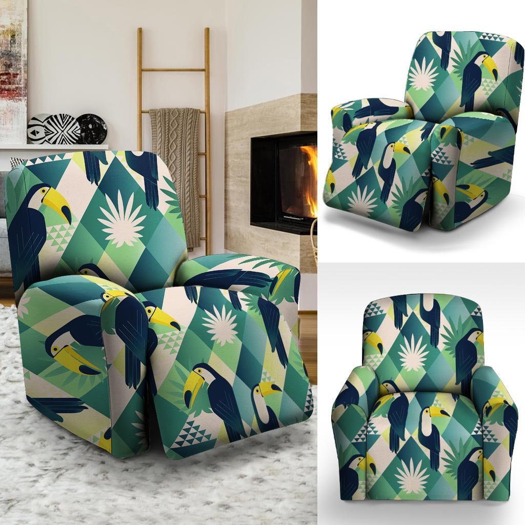 Patchwork Tropical Toucan Print Recliner Cover-grizzshop