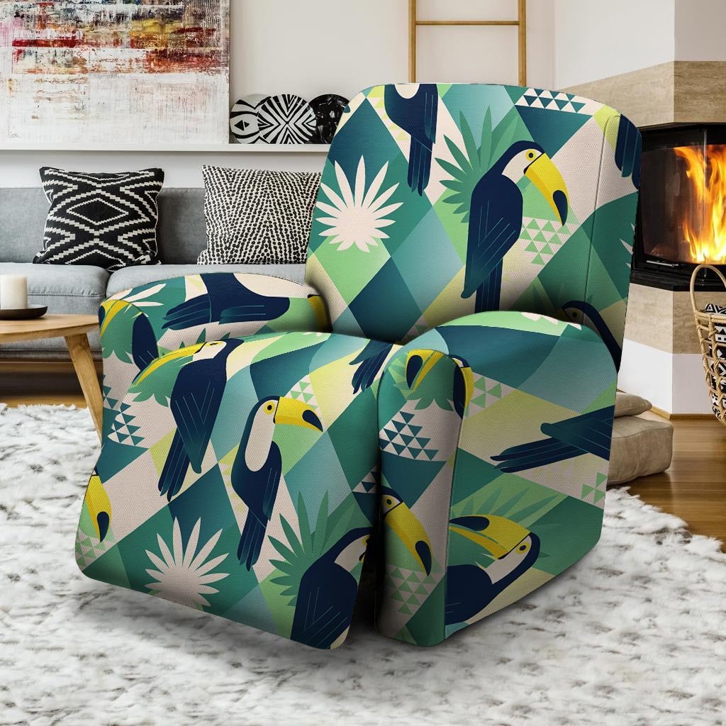 Patchwork Tropical Toucan Print Recliner Cover-grizzshop